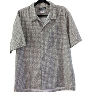 Columbia XCO Olive and cream SS button up cotton shirt Size Large EUC